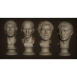 SM 44 Gruppo di 4 Teste di Imperatori (Costantino, Giulio Cesare, Adriano, Augusto) h. cm. 13