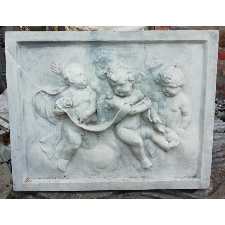 LRR 34 Bajorrelieve rectangular de putti flamencos h. cm. 40x51