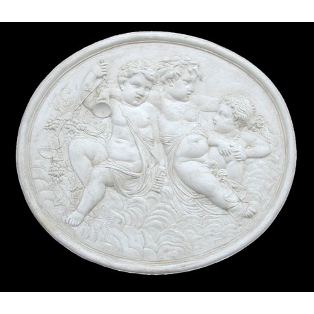 LR 92 Bas-relief ovale putti avec raisins h. cm. 68x78